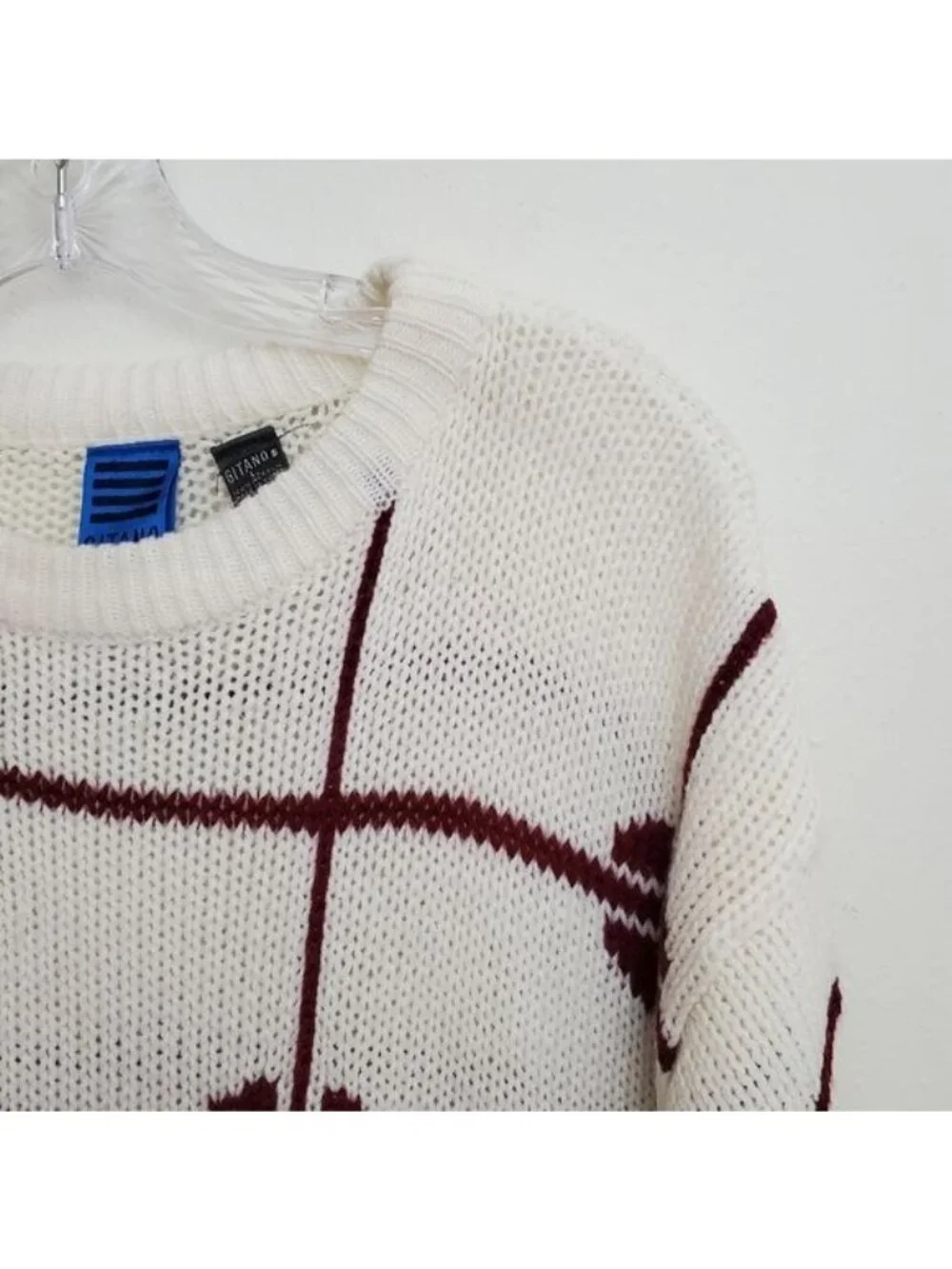 Vintage Gitano Men's knit sweater grid print